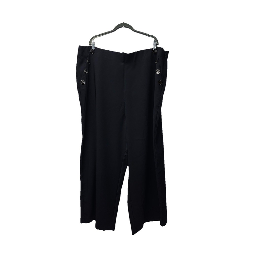 Torrid 28 Black Nautical Sailor Wide Leg Pants High Rise Boho Retro Goth Flowy